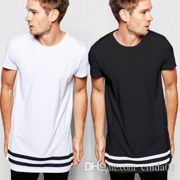 

размер сша tee модный мужчина дно хем печати полоса дизайн круглый воротник с коротким рукавом человек high street футболка, White;black