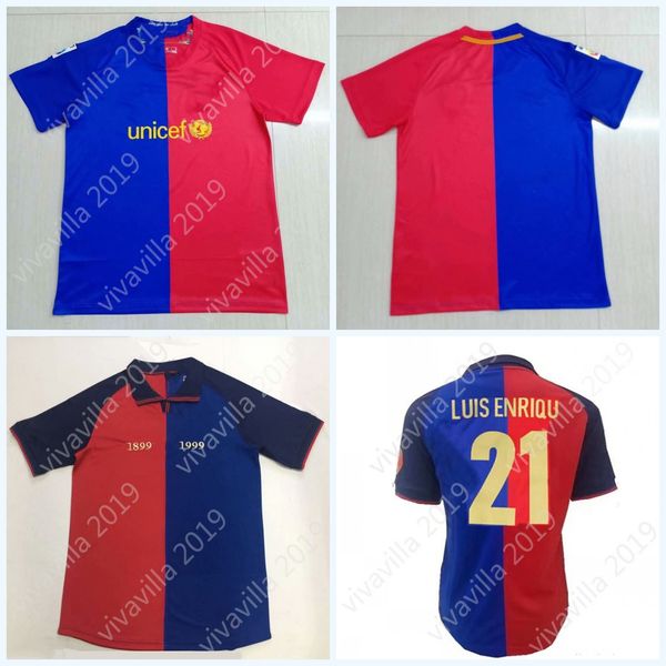 

2008 2009 MESSI PIQUE A. 1899 1999 XAVI RIVALDO 100th anniversary Soccer Jerseys INIESTA RIVALDO Retro Football Shirts Camisetas de futbol
