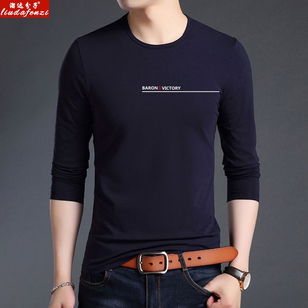 

liudafenzlong sleeved cotton t-shirt, men's round neck, pure color clothes, men's wear bottoming shirt, autumn clothes male tide, White;black