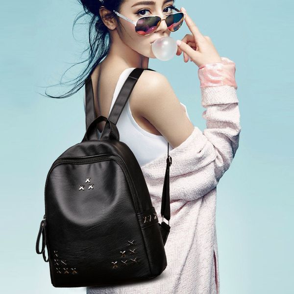 

корейский стиль рюкзак 2020retro женский рюкзак повседневная pu тенденция женская сумка мужчины кошелек