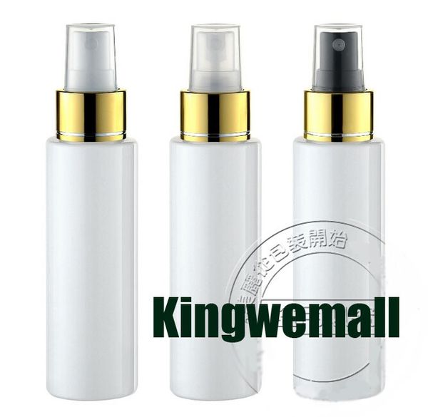 Ücretsiz kargo - 300 adet / grup 100 ml beyaz parfüm şişesi ile altın sarısı, 100 ml sis püskürtücü şişesi, 100 ml parfüm atomizer