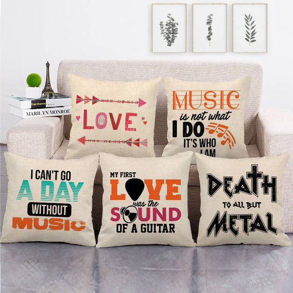 

45cm*45cm letters and music design linen/cotton throw pillow covers couch cushion cover home decor pillow