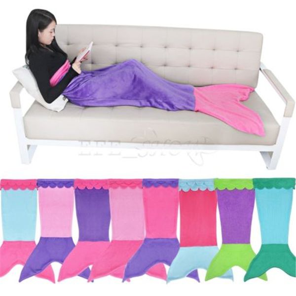 

pudcoco us stock soft fleece blanket mermaid tail fin 4-16 years children bed surround cocoon one-piece