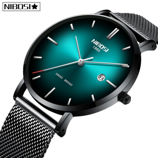 

2020 new men watches nibosi full steel casual waterproof watch for man sport quartz watch men's dress calendar watch relogio masculino, Slivery;brown