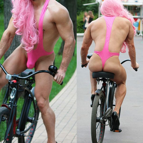 

new pink men guy sling male underwear bodysuit male one piece suit, Black;brown