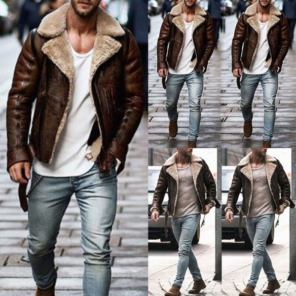 

new fashion men's inside warm coat winter leather coat outwear overcoat jacket new fashion england style coats, Black