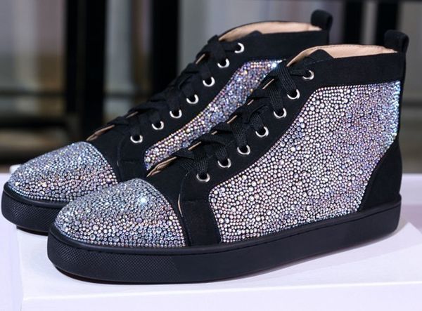 

mens womens designer brand red bottom shoe fashion shoe drill flats sneakers comfortable party lovers genuine leather casual shoes t07, Black