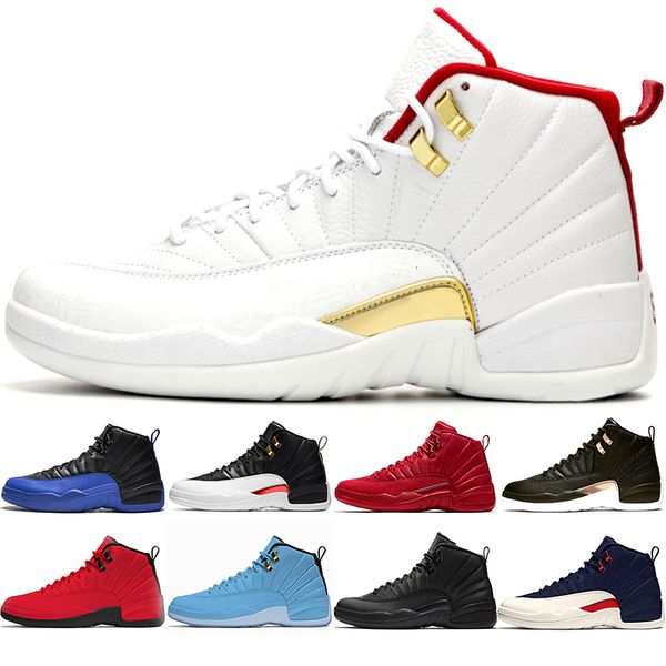 

discount 12 men basketball shoes 12s fiba game royal reverse taxi white grey mens designer trainer sports athletic sneakers size 8-13 hot, Black