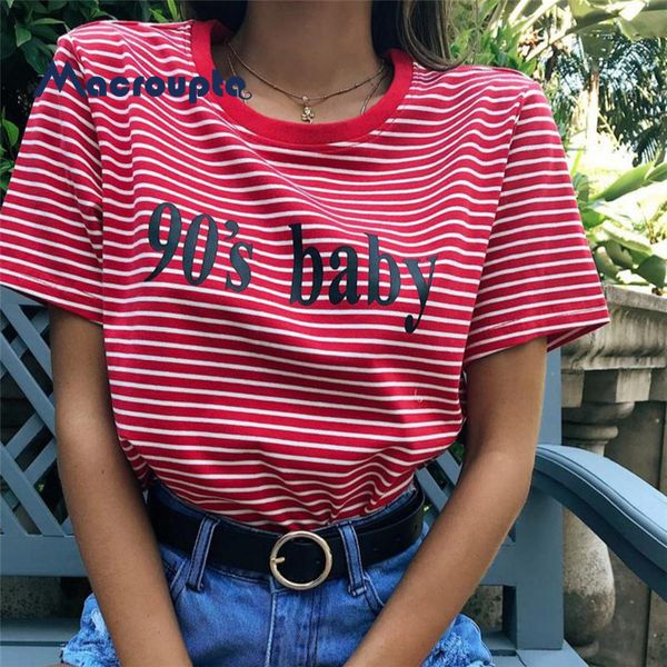 

vintage stripped t shirt new fashion clothes for women summer letter 90's baby printed tshirt harajuku streetwear, White