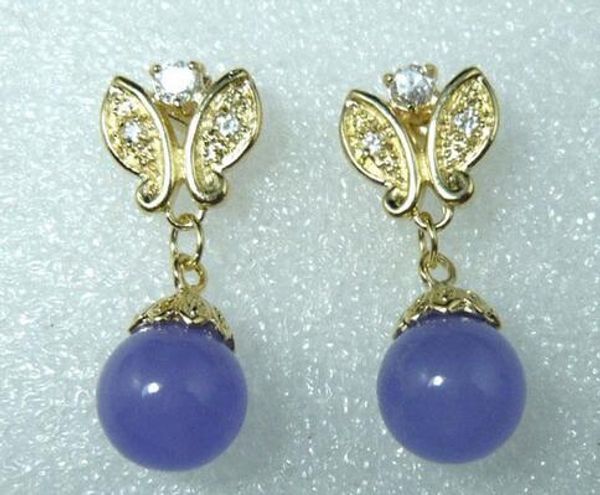 

encanto 12mm pÃºrpura jades butterflyy pendiente, Silver