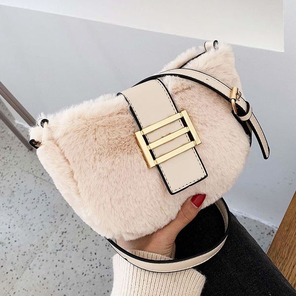 

bags for women 2019 winter faux fur messenger bag trendy plush crossbody pack female fur shoulder bags bolsa feminina