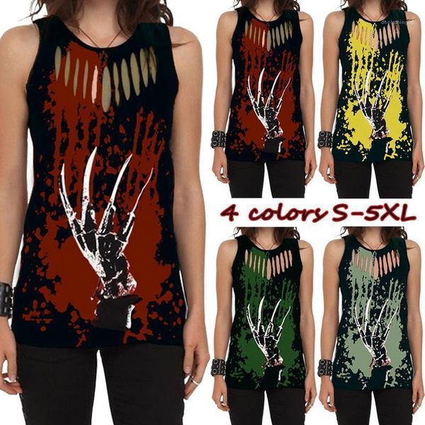 

tank hollow out skull hand printed tees sleeveless women designer summer, White