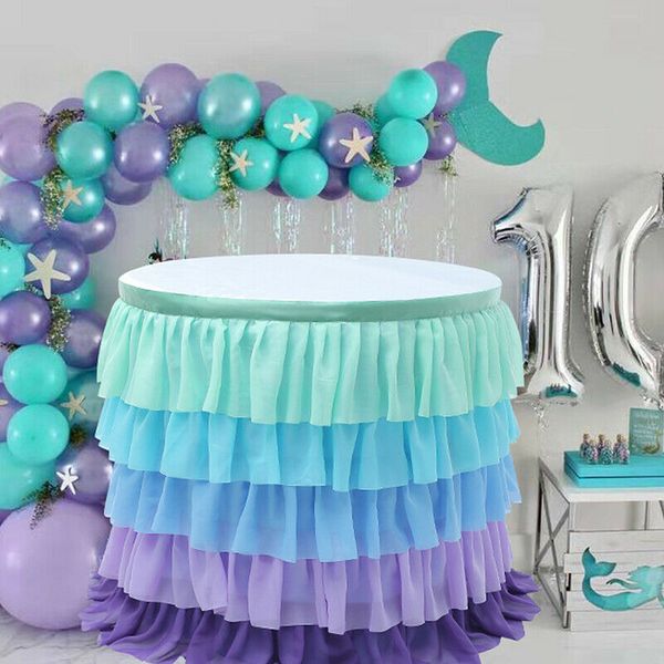 

2019 new table skirt tulle table skirts tableware cloth cover birthday wedding party decor 185x77cm