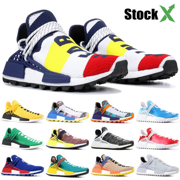 

nmd human race running shoes with box yellow bbc hu pharrell solar pack red orange nerd peace designer shoes men women sneakers 36-47, White;red