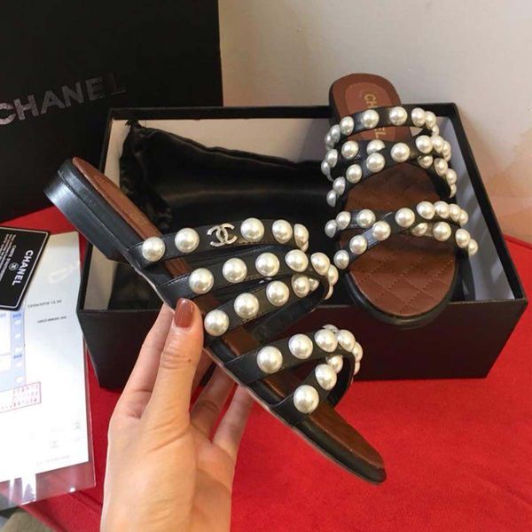 

Мода Жемчуг Натуральная Кожа Сандалии Женщины Повседневная Летняя Пляжная Обувь