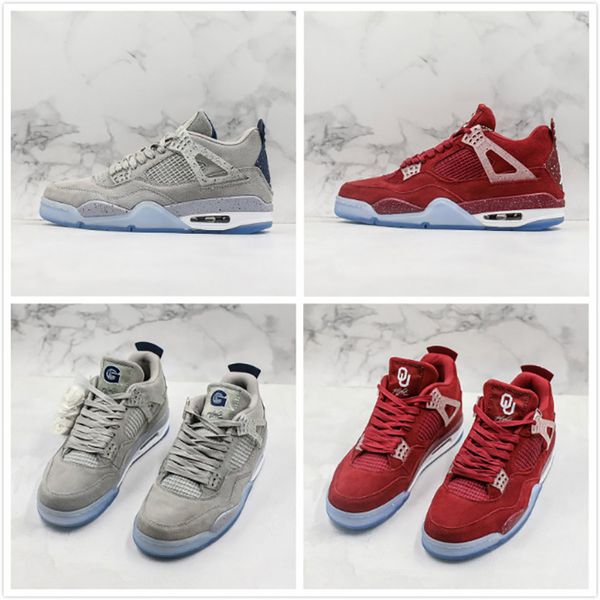 

new limited update basketball shoes 4 4s red grey leather mens designer athletic sports shoes