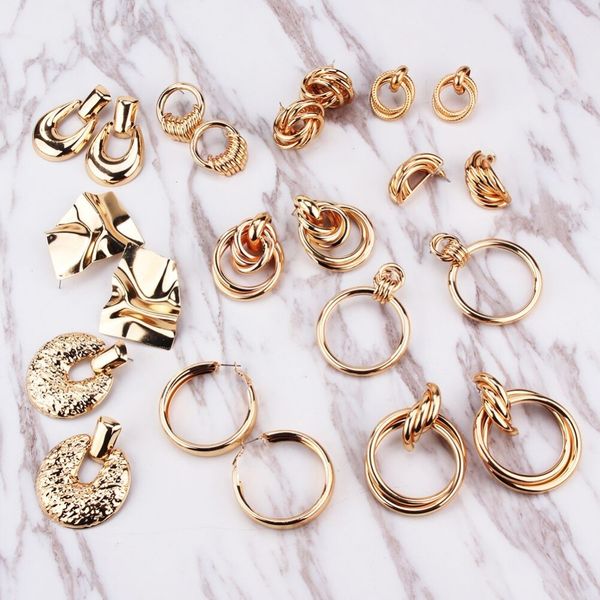 

dvacaman punk za geometric maxi drop earrings women gold color metal statement earrings party show jewelry accessory christmas, Silver