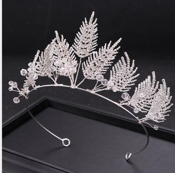 

crystal leaf bride crown new diamond crown hair hoop wedding dress accessories wedding headwear, Slivery;golden