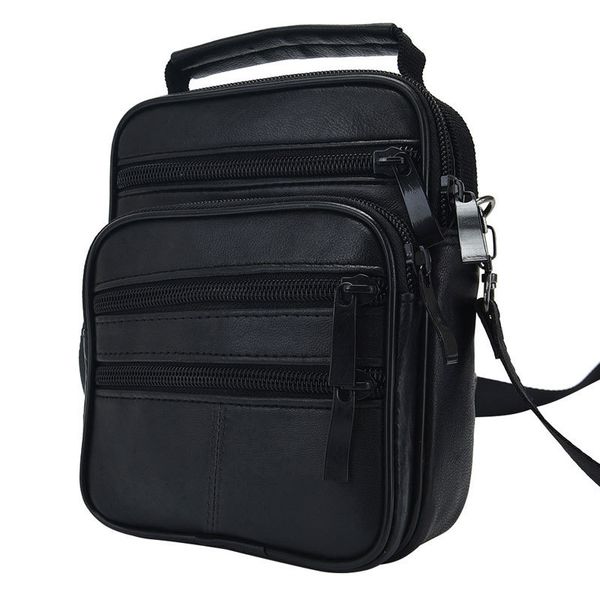 

fashion men's black genuine leather crossbody messenger bag handbag man single shoulder bags business solid pack