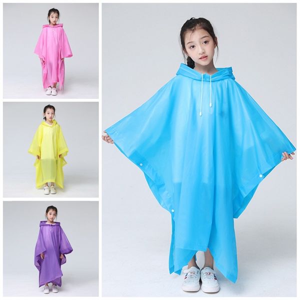 Descartável espessamento Kid capa Raincoat transparentes Cores sólidas plástico Poncho Emergency Rainwear viagem deve chuva Wear Hot Sale 4 2cj E19