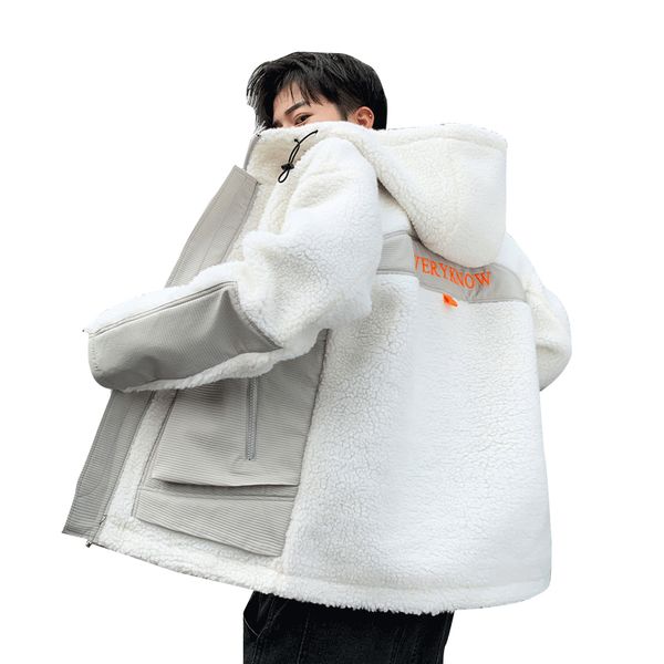 

autumn winter new men's jacket coat hooded style pullover solid color plush plus velvet men's hoodie jacket, Black