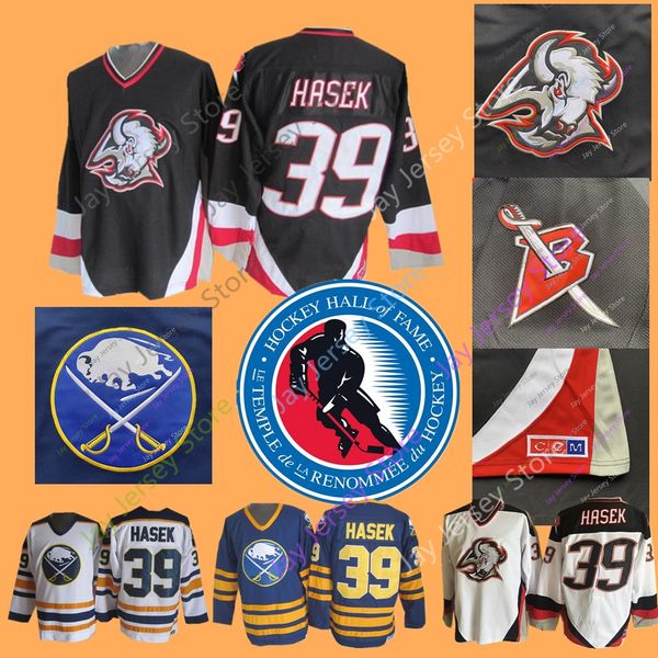 

Dominik Hasek Jersey With 2014 Hall Of Fame Patch Ice Hockey Buffalo Sabres NEW York Islanders Jerseys CCM Vintage White Navy Home Away