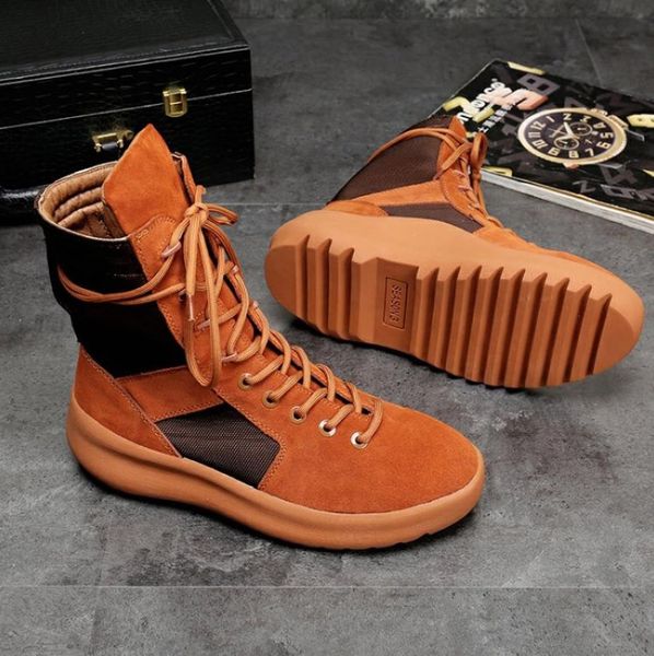 

new good quality kanye brand high boots of god military sneakers hight army boots mens and women fashion shoes martin boots t07, Black