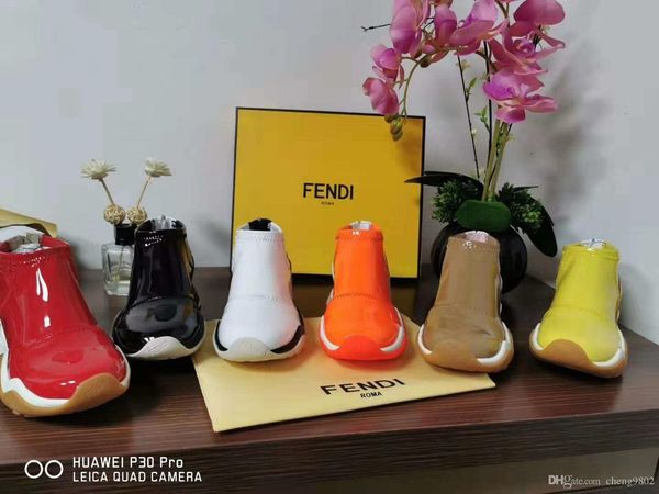 

2020 spring women's color matching shake bottom personality knit socks boots women's shoes casual sports shoes four colors top, Black