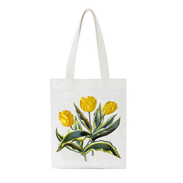 

sccfmm harajuku flower plant print print women canvas bag travel college fun cute bag fashion casual tote