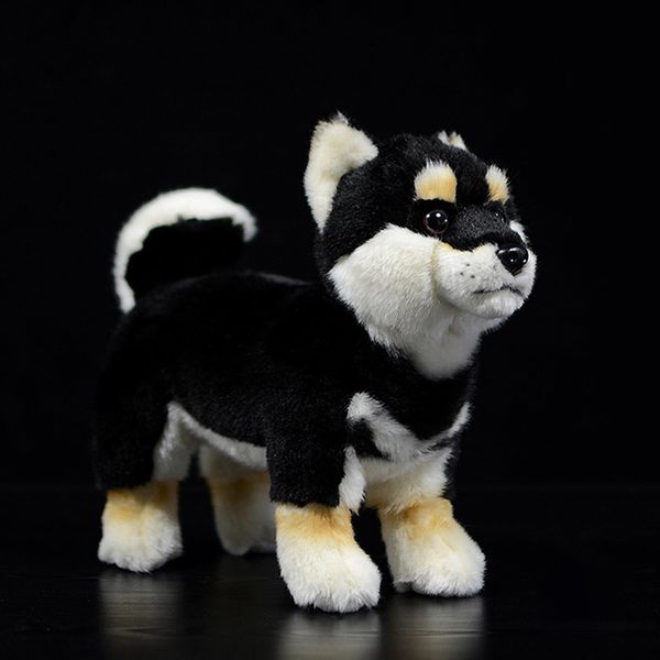 

millffy 1pc 28cm cute realistic japanese black shiba inu lifelike plush toy stuffed animal soft toy shiba puppy dog doll