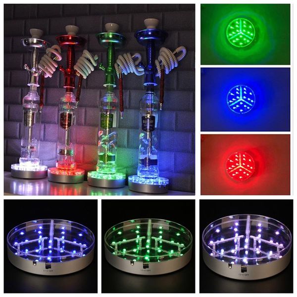 La più nuova torta calda 6 pollici colorato LED luce base luminosa telecomando antiscivolo pad in silicone narghilè shisha tubo di fumo decorare strumento