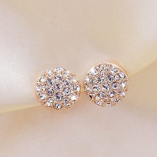 

E0320 Fashion Crystal Rhinestones Gold Color Stud Earrings For Women High Quality Cute Stud Earrings Gift Wholesale Dropshipping