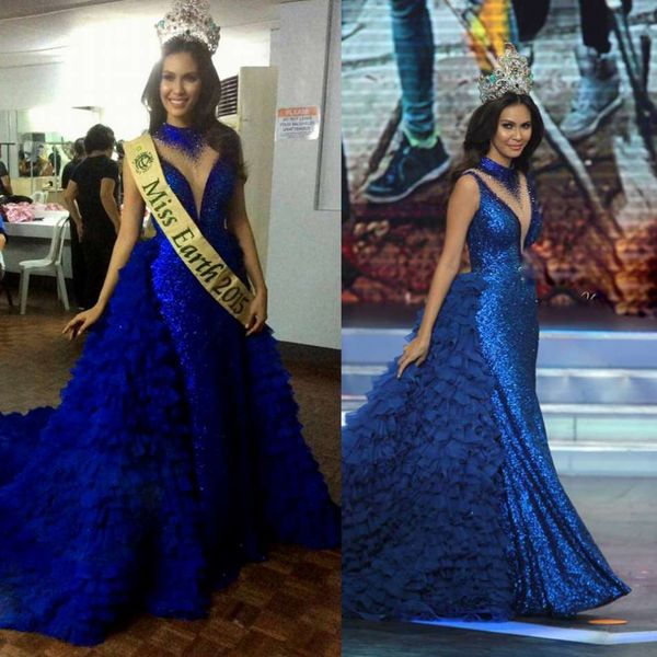 

luxury zuhair murad pageant evening dresses with tiered overskirts formal prom dress sweep train dubai arabic red carpet formal party gowns, Black;red