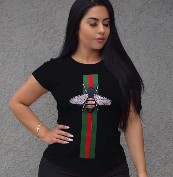 

Women 039 t hirt cla ic black and white bee triped print hort leeve fa hion weet half leeve factory de igner t hirt clothe new