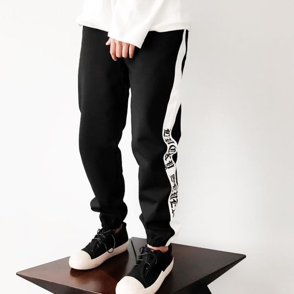

bieber lengthened section sweatpants men hip hop trousers casual pant, Black