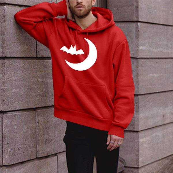 

muqgew 2019 men's streetwear hooded sweatshirts men's winter solid printed long-sleeved hooded sweatshirt halloween #g4, Black