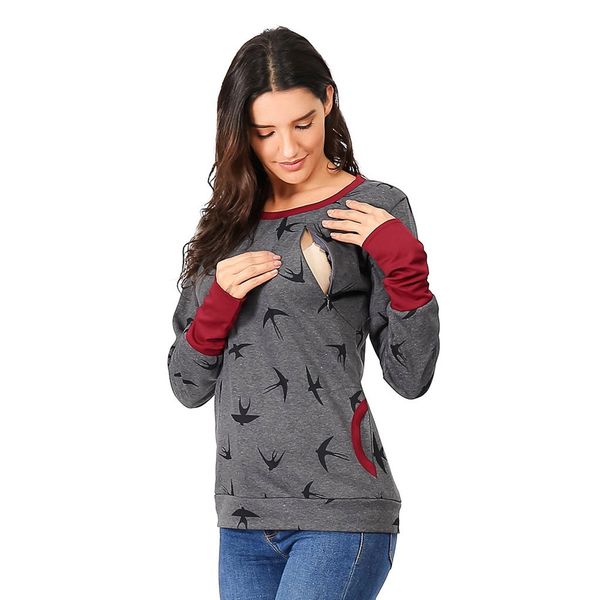 

Nursing Top Women Scarf Hoodie for Breastfeeding Long Sleeve Winter Tshirt Elegant Pregnant Maternity Clothes Sweatershirt