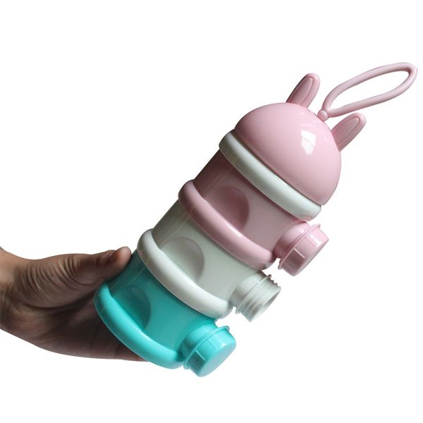 

new style cartoon side three-layer milk powder boxes portable hand-held large-volume milk box separate layered milk container