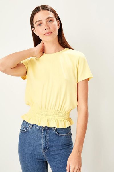 

trendyol желтая gipeli велосипедная шея трикотажная блузка twoss19fv0280, White