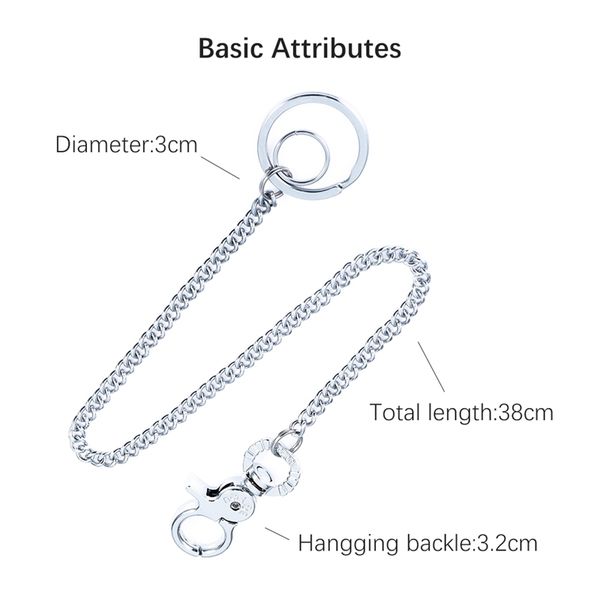

metal trousers pant chain wallet belt rock punk jeans keychain silver ring clip keyring hiphop trendy jewelry 2020 new