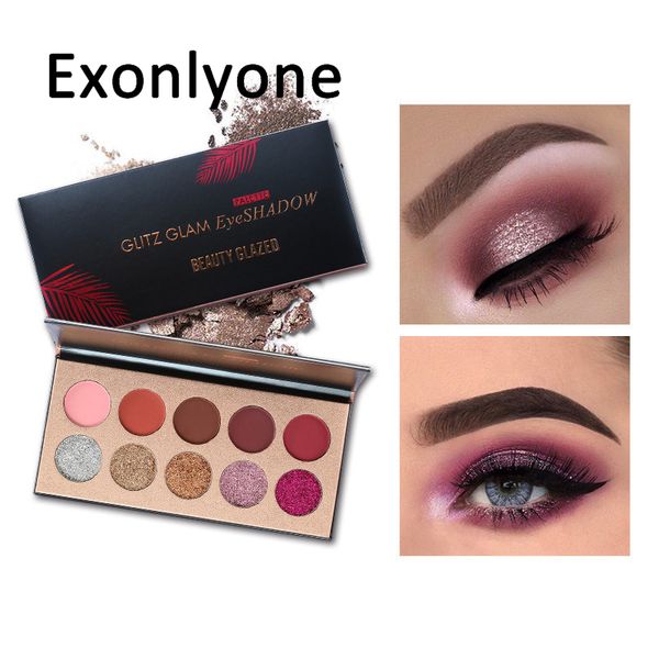

beauty glazed 10 color glitte eyeshadow palete make up eyeshadow palette long-lasting easy to wear matte shimmer mz6-7