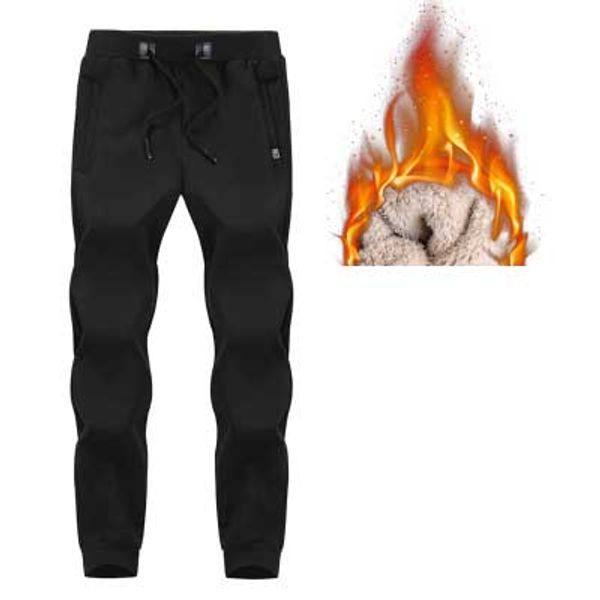 

mens casual sports pants males feet plus velvet thick pants warm guard pants slim beam fashion trend 2020 winter new ng, Black