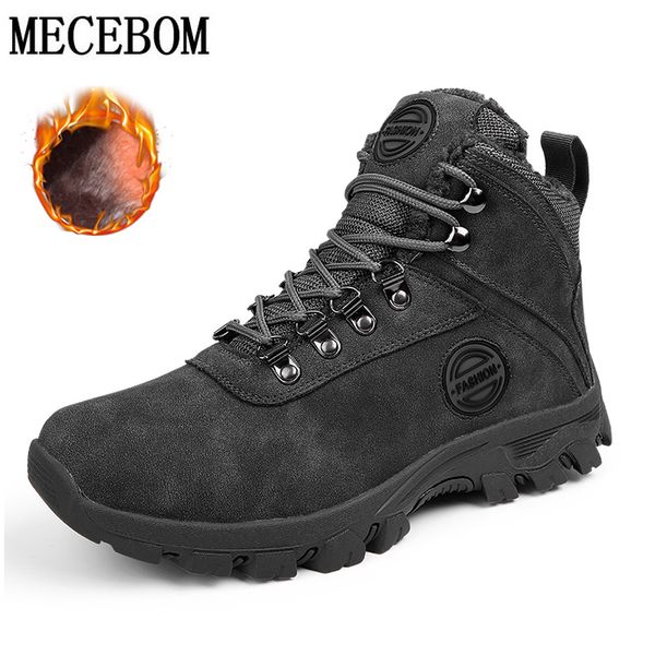

men outdoor boots big size 39-47 keep warm thicken plush snow boots high outdoor thick bottom non-slip men, Black