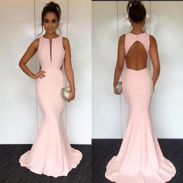 

v-neck sleeveless mermaid prom dresses sleeveless open back evening gowns cutaway side pink bridesmaid dress ba7877, Black