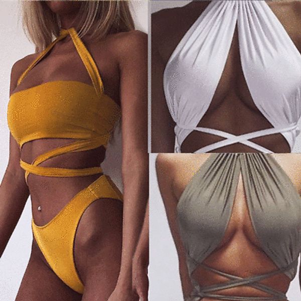 

summer women's bikini set push-up bra bandage bikini beach swimsuit swimwear