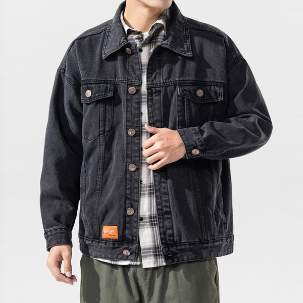 

men's jackets 2021 classic denim jacket black autumn simple stretch blue locomotive hip hop fashion casual, Black;brown