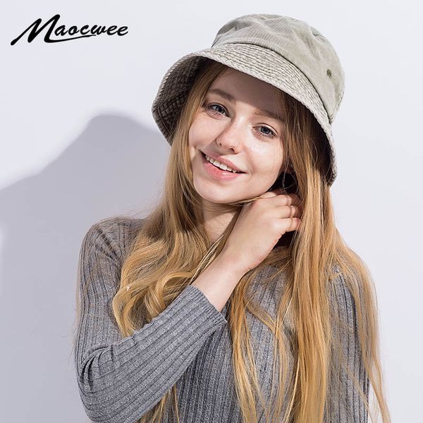 

wide brim hats autumn and winter vintage denim wash bucket solid color cotton men women outdoor casual flat cap wholesale, Blue;gray