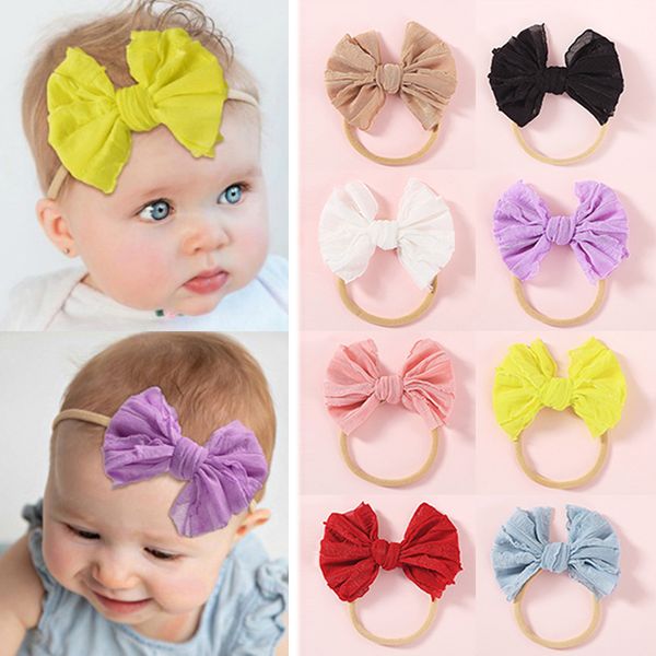 

hair accessories ribbon bowknot band lovely big bow baby headbandsnylon bands soft headbands knot elastic turban hairband, Slivery;white