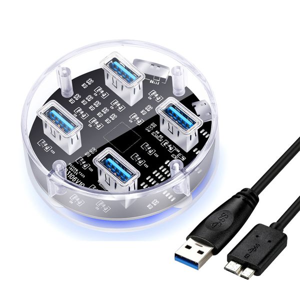 

usb-концентратор 5gbps 4 порта прозрачного супер адаптер скорости для читателя настольной мыши клавиатуры карты 2019