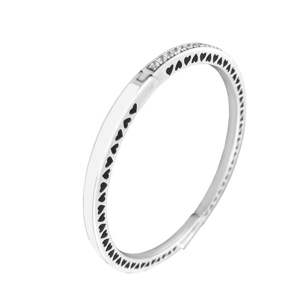 

silver radiant hearts bangles 100% authentic 925 sterling-silver-jewelry for women wholesales ing, Golden;silver